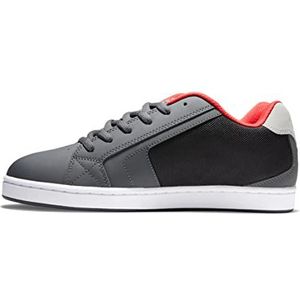 DC Shoes Heren Net-Leather Shoes for Men Sneaker, grijs/zwart/rood, 44 EU