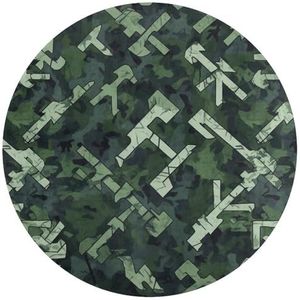 Vintage Camo Rond Vloerkleed, Camouflage Tapijt Vloerbedekking Beschermingsmat met Antislip Achterkant Wasbaar voor Slaapkamer Woonkamer (Color : Antique camo A5, Size : 150 x 150CM)