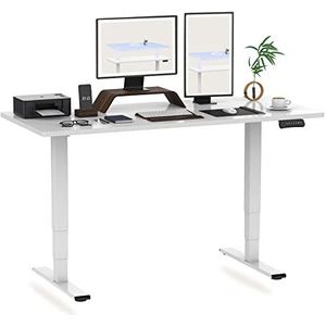 FLEXISPOT E5 Zit Sta Bureau Verstelbaar Bureau Elektrisch Bureau Standing Desk Desktop 180 * 80cm 3-traps 2-motor met Smart Keyboard Laadvermogen 100 kg（ wit+wit)