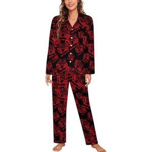 Rode Tractor Lange Mouw Pyjama Sets Voor Vrouwen Klassieke Nachtkleding Nachtkleding Zachte Pjs Lounge Sets