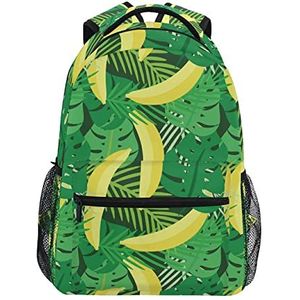 Groene gele banaan schoolrugzak voor meisjes jongens middelbare school stijlvol ontwerp student tassen boekentassen, Patroon, 11.5×8×16In