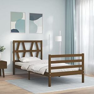 AJJHUUKI Bedden & accessoires Bedframe met hoofdeinde honingbruin 100x200 cm massief houten meubels