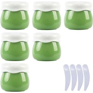 YKMYXZ, Pak van 6, lege roze 10 ml plastic cosmetische potten containerpot lippenbalsem lotion opslagcontainer gezichtscrème reisfles + 4 x spatel(Groen)