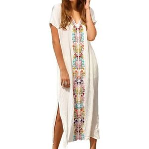 YouKD Wemon's zomer katoenen lange kaftan maxi-jurk Boheemse badpak strandbedekking gewaden