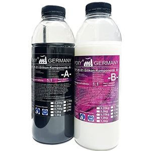 Dipoxy 2000 g Premium 2 Component Siliconen Type S1 Dubbele Siliconen Zacht voor Epoxyhars, Beton, Zeep, Wax, enz. (4 x 500 g)..