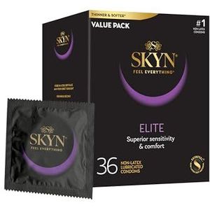 SKYN LifeStyles Elite condooms, synthetische polyisopreen condooms, latexvrij, 36 stuks (verpakking kan variëren)