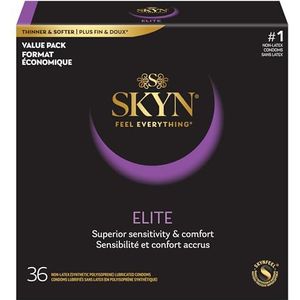 SKYN LifeStyles Elite condooms, synthetische polyisopreen condooms, latexvrij, 36 stuks (verpakking kan variëren)