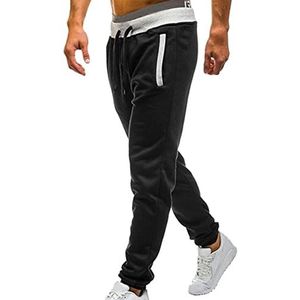 LULER Sports Jogging met zakken, elastische mid-casual broek, stabiele taille, herenbroek voor heren, rood, zwart, L