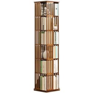 Moderne boekenkast, 360 graden draaibaar boekenkast, draaibaar bamboe opbergrek, staande planken, met open design rek voor woonkamer, werkkamer, kantoor