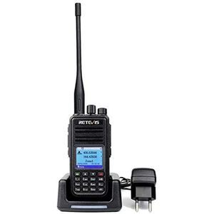 Retevis RT3S Dubbele Band DMR Walkie Talkie 3000 Kanalen DTMF Opnamefunctie Digitaal Handzender Compatibel met MOTOTRBO TierI& II (1 Stuk, Zwart)