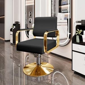 Salonstylingstoel, hydraulische kappersstoel met verstelbare rugleuning, 360° draaibaar, brede zitting, robuuste kappersstoel voor schoonheidssalons (verstelbare hoogte 83-97 cm)(A)