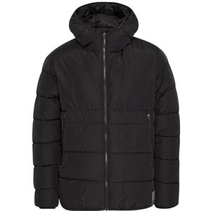 NORTH BEND NBSareno Gewatteerde herenjas, bufferjack, outdoor, ademend, warm, waterafstotend, met capuchon, TPU-membraan met ritssluiting, zwart (1001), M