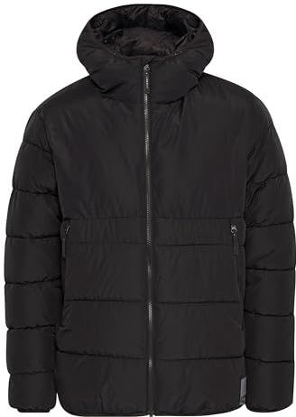 NORTH BEND NBSareno Gewatteerde herenjas, bufferjack, outdoor, ademend, warm, waterafstotend, met capuchon, TPU-membraan met ritssluiting, zwart (1001), M