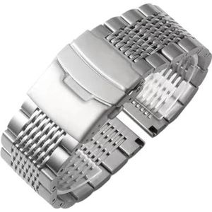18 20 22 24mm roestvrijstalen horlogeband geschikt for Samsung Galaxy Watch 6 5 40mm 44MM 4 3 41 45mm bandjes geschikt for Huawei GT3 for Seiko armband (Color : Silver and tool, Size : 24mm)