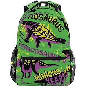 Jeansame Rugzak Schooltas School Tassen Knapzak Rugzak Hippie Dinosaurs Groen