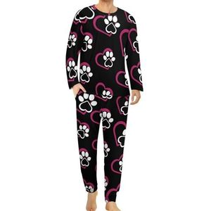 Paw Heart Pyjama voor heren, loungewear, lange mouwen, bovendeel en onderbroek, 2-delig