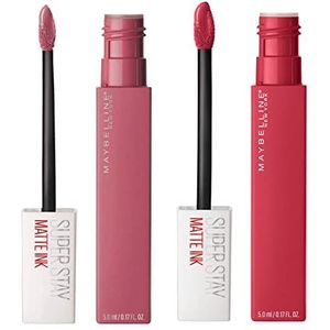 Maybelline New York SuperStay Matte Ink Lip Tint Kleur 15 Lover + SuperStay Matte Ink Lip Tint Kleur 80 Ruler - 2 Lipsticks met puntige applicator