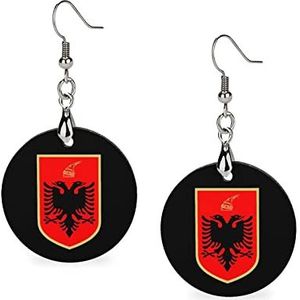Albanese vlag wapen mode schattige oorbellen grappig geschilderd houten sieraden geschenken voor vrouwen één maat