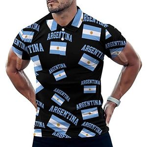 Vlag van Argentinië Casual Poloshirts Voor Mannen Slim Fit Korte Mouw T-shirt Sneldrogende Golf Tops Tees M