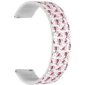 Solo Loop band compatibel met Forerunner 645/645 Music, Forerunner 55, Garmin Forerunner 245/245 Music (Christmas Birds Cardinales Leaves), snelsluiting, 20 mm rekbare siliconen band, accessoire,