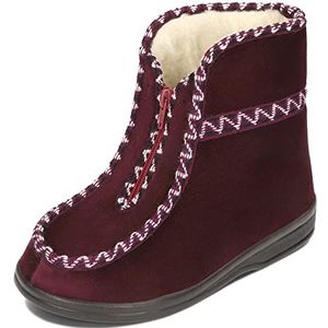 BAWAL Dames Warme Pantoffels Winter Velours Gevoerd met Wol Rits Hoge Schacht 36-41 EU (Bourgondisch rood, EU-systeem voor schoenmaten, Volwassene, Numeriek, Normaal, 38)