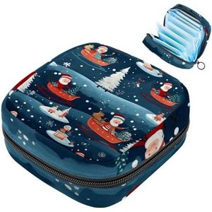 MUOOUM Kerst Kerstman Slee Patroon Maandverband Opbergtas Draagbare Menstruatie Tas Voor Vrouwen Tiener Meisjes Menstruatie Cup Pouch Nursing Pad Houder