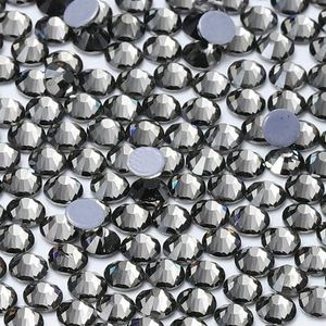 SS6-SS20 1440 stuks/zak hotfix glazen ronde strass steentjes trouwjurk decoratie kristal voor nail art diy accessoires-zwarte diamant-SS10(2.7-2.9mm)-1440 stuks