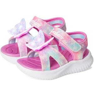 Skechers Jumpsters Butterfly Brites platte sandaal voor babymeisjes, Roze Multi, 5 Toddler