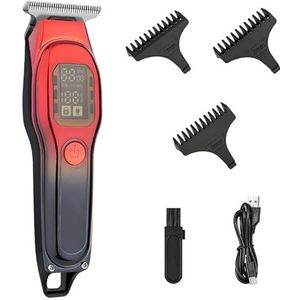 Tondeuse voor mannen, professionele kappersscharen, oplaadbare precisie stalen mes tondeuse (rood zwart)