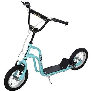 HOMCOM kinderscooter stuur verstelbare step step stadsscooter kinderstep kickboard met luchtbanden 12 inch vanaf 5 jaar blauw 120 x 58 x 75-80 cm