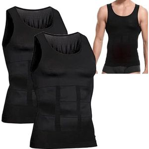 SculptCore – Men's Body Shaper, Men Sleeveless Slimming Body Shaper Vest, Ionic Compression Shaping Undershirt (L,2Pcs Black)
