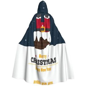 Carnaval cape voor dames en heren, volledige lengte met capuchon, cosplay kostuums, mantel, 185 cm Kerstman in de schoorsteen