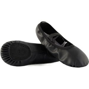 Dansschoenen Vrouwen Ballet Slipper Dansschoenen PU Klassieke Schoenen Yoga Sok Volledige Zool voor Kinderen Meisjes Volwassenen, Zwart, 37 EU