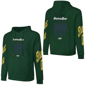 LSMCCOTP Sta-tus Logo Qu-o Katoenen Hoodie Pullover Heren Lange Mouw Sweatshirt Met Zak Voor Mannen Zachte Zwarte Hoody Basic Casual Fans Merch 3XL, Donkergroene stijl, XXL