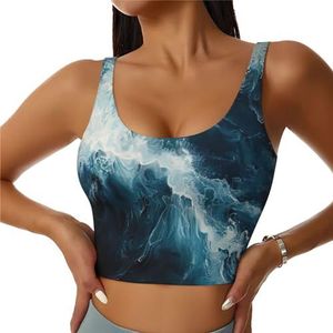 Within The Tides Print Casual Wear Vrouwen Sport Vest Yoga Vest Workout Vest voor Vrouwen Lichtgewicht Trendy, Zwart, L