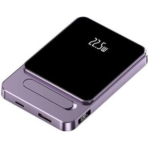 15w magnetische powerbank 10000mAh, 20w PD snelle telefoonoplader met beugel, geschikt voor Mag-safe metalen externe batterij, compatibel met Iphone14 13 12/13 12mini/pro/max/14 plus (10000 mAh,Paars)