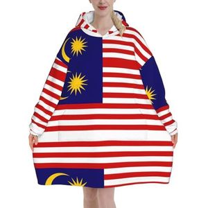 Oversized Maleisië Vlag Hoodies Vrouwen Uk Pluizige Deken Hoodie Sherpa Vrouwen Fleece Draagbare Deken Mannen