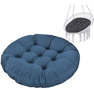 Hangstoelkussen, kussen voor draaistoel, kussen voor katoenen hangschommel, papasan-stoel, hangmand, hangstoel, diameter 90 cm Linnen blauw [114]