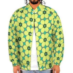 Geel Madeliefpatroon Geometrische Grappige Mannen Baseball Jacket Gedrukt Jas Zacht Sweatshirt Voor Lente Herfst