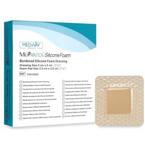 MedVanceTM Silicone - Bordered Silicone Adhesive Foam Dressing Size 5 cm x 5 cm (2.5 cm x 2.5 cm Pad), Box of 5 dressings