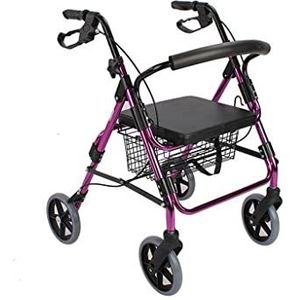 Lichtgewicht rolstoel Mobility Aids Rolling Walking Frame, Mobility Walker, Opvouwbare Lichtgewicht Rollator met Zitting, 4 Wielen Aluminium Wandelhulp In hoogte Verstelbaar Comfort Reisstoel Wheelcha