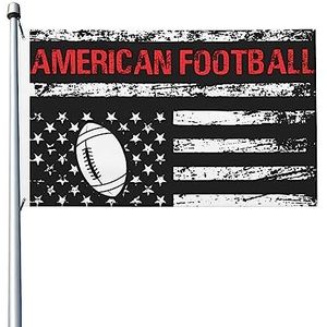 Tuinvlag Amerikaans voetbal met Amerikaanse vlag huis tuin vlag 2 metalen oogjes seizoen vlag muur decor briesvlag voor vieringen, festival, 90x150cm