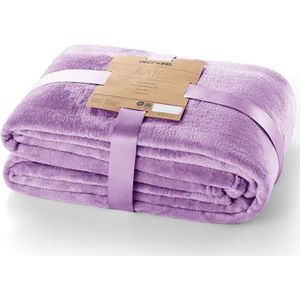 DecoKing Mic Knuffeldeken 70 x 150 cm lila deken microvezel sprei fleece zacht pluizig knuffelig