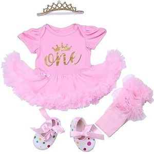 BABAYPREG Eerste verjaardag Baby Meisjes Outfits Jurk Tutu Rok met Hoofdband - roze - Een maat