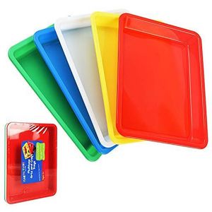 Hurricom 5 Pack Multicolor Plastic Art Trays, Activiteit Lade Ambachten Organizer Lade Dienblad voor School Thuis Kunst en Ambachten, DIY Projecten, Schilderen, Kralen, Organiseren Supply, 5 Kleur
