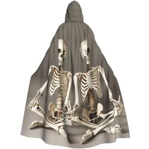 TTYDOKLA Skeletten Yoga Print Halloween Hooded Mantel Veelzijdige Mantel Met Capuchon, Heksenmantel En Hooded Mantel Voor Volwassenen