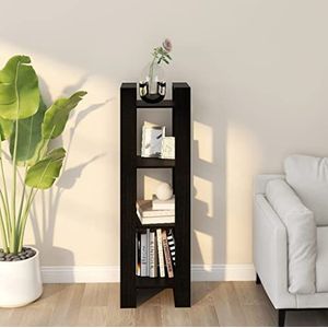 SMTSEC Boekenkast/kamerverdeler, zwart, 41x35x125 cm, massief houten grenen meubels
