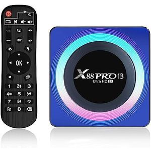 Android 13.0 TV Box, X88 PRO 13 Acryl 4GB RAM 64GB ROM RK3528 Quad-Core WiFi6 Dual Band 2.4G/5.8G BT5.0 8K HDR10+ Ultra HD USB3.0 Smart Home Player