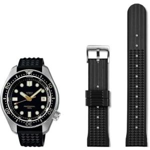 Fit for Seiko PROSPEX voorouder mm serie replica SLA017J1 SLA039J1 siliconen rubber horlogeband 20mm 22mm (Color : B black silver, Size : 22mm)