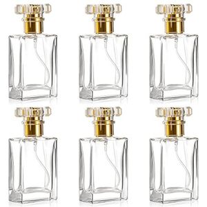 Heveer Flacons van parfumglas, 30 ml, leeg, voor parfum, toner, voor gezicht, vrouwen en mannen, 6 stuks, goud